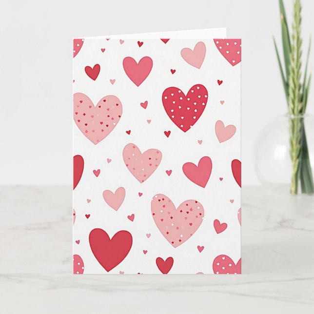 Cartão de Pontos de Bolinhas Coração de Amor (Frente)
