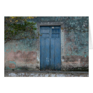 cartão de portas azul