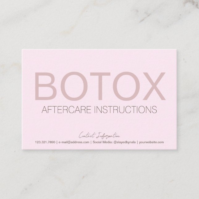 Cartão de Pós-assistência para Enchimento de Botox (Frente)