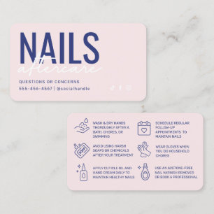 Cartão de Pós-assistência para Unhas Rosa e Azul