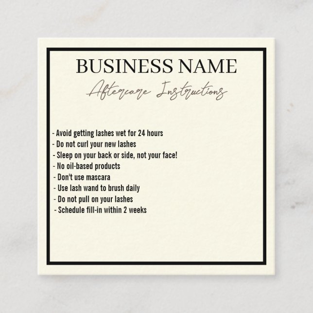 Cartão de Pós-Cuidados Minimalista Moderno (Frente)