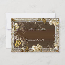 Cartão de Posição de Mesa com Rosa Branca de Elegâ