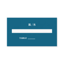 Cartão de Posicionamento de Monograma Azul Clássic