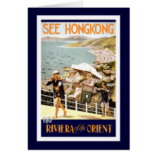 Cartão De "poster das viagens vintage Hong Kong "