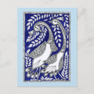 Cartão de Posto Azul Antigo Kalamkari