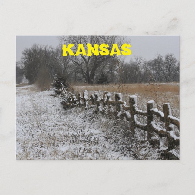 Cartão de Posto da Terra Maravilha do Kansas Winte (Frente)