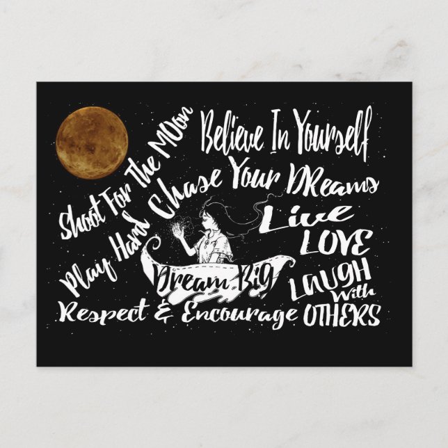 Cartão de posto das estrelas da noite motivacional (Frente)