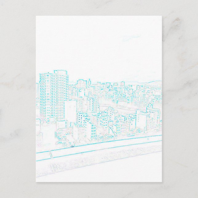 Cartão de posto de desenho de linha azul Parte 1 (Frente)