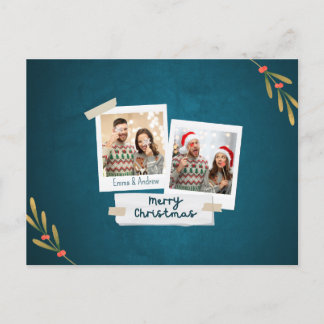 Cartão de Posto de Fotografia de Natal com Saudaçõ