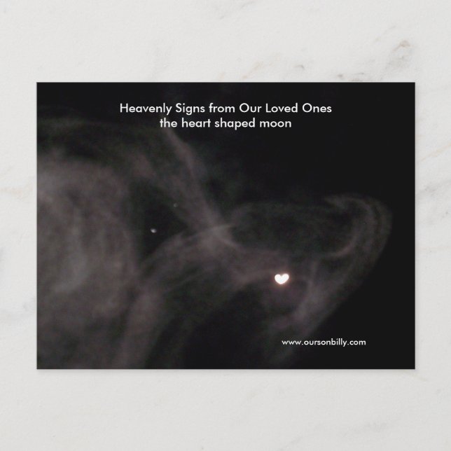 Cartão de posto de lua em forma de coração. (Frente)