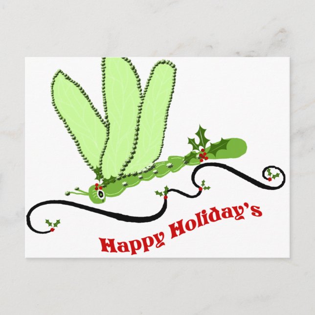 Cartão de Posto de Natal Dragonfly (Frente)