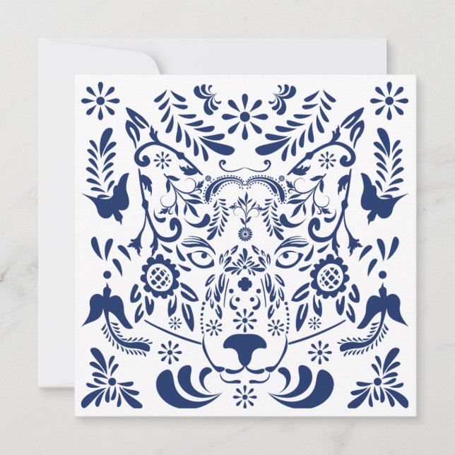 Cartão de Posto de padrão tradicional Wolf (Frente)