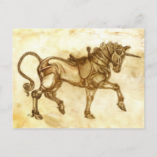 Cartão de Posto de Sketch Unicorn Steampunk