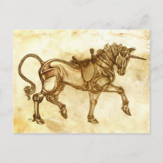 Cartão de Posto de Sketch Unicorn Steampunk
