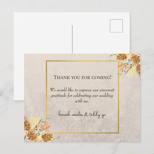 Cartão de posto Obrigado por vir! (Frente/Verso)