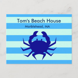 Cartão de Posto Personalizado Blue Crab Beach Hous