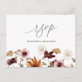 Cartão de Posto RSVP de Casamento Floral de Boho F