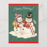 Cartão de Posto Snowman<br><div class="desc">Imagem do Retro Snowman recriada no Cartão-postal de Natal.  Imagem também está disponível em Cartazes Popaleses dos EUA e outros itens de papel de carta.</div>