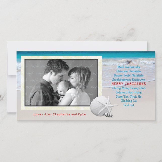 Cartão de Praia para o Oceano de Natal Feliz para  (Frente)