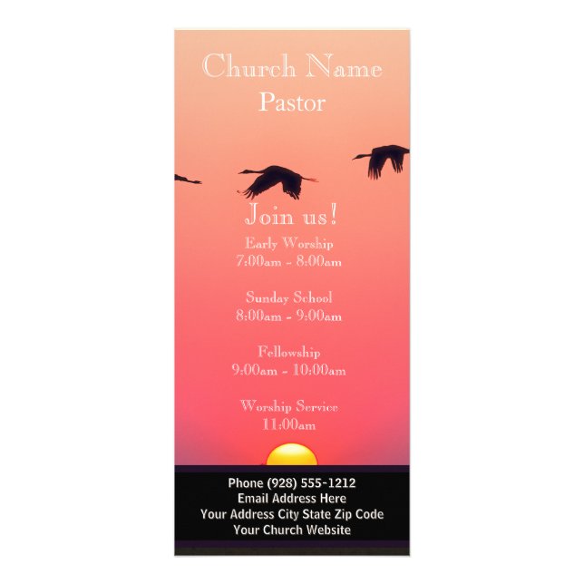 Cartão de Prateleira da Igreja Sunset Birds, Junte (Frente)