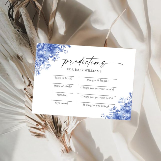 Cartão de Predição de Chá de fraldas Floral de Por (Criador carregado)