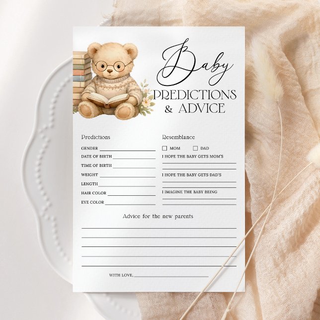 Cartão de Predições e Conselhos para Bebê Urso Bab (Criador carregado)