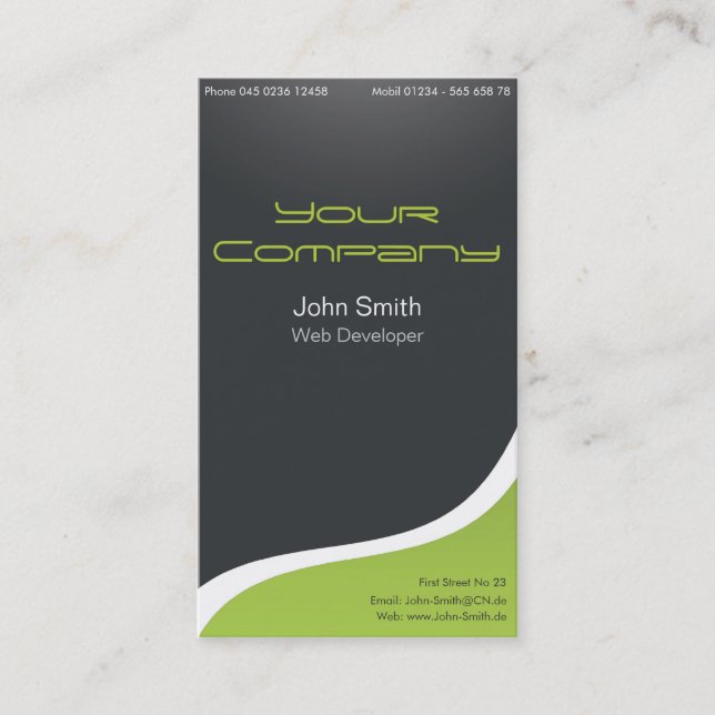 Cartão de presentação precioso web Developer, (Frente)