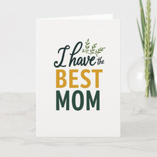 Cartão de Presente com Frase "Melhor Mãe" e Folhas