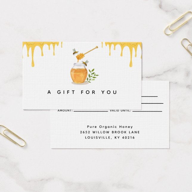 Cartão de presente da Modern Organic Honey Farm (Escritótio)