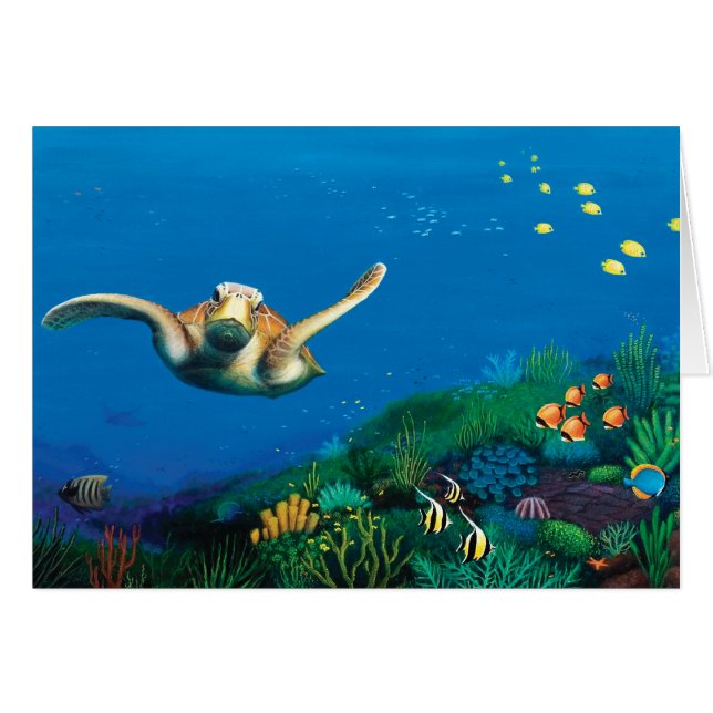 Cartão de presente da tartaruga de mar verde (Frente Horizontal)