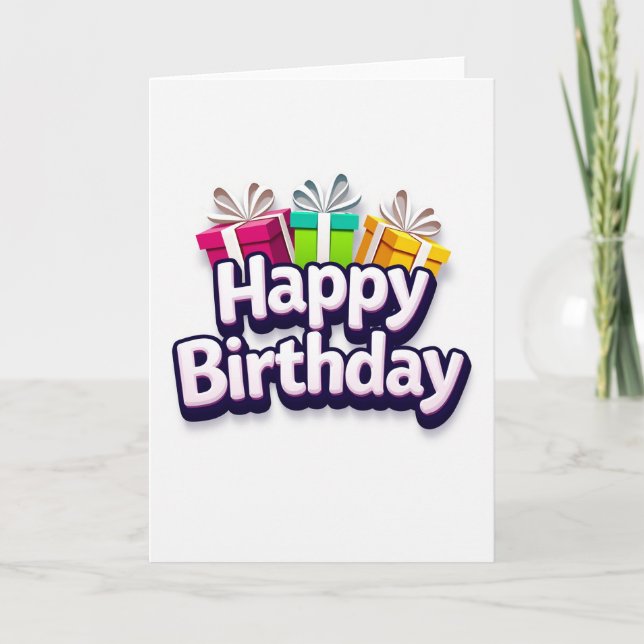 Cartão de Presente de Aniversário 3D (Frente)
