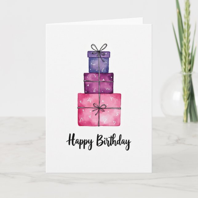 Cartão de Presente de Aniversário com Aquarela Doc (Frente)