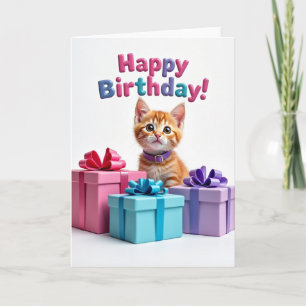 Cartão de Presente de Aniversário de Gatinho Adorá