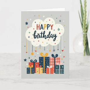 Cartão de Presente de Aniversário Nuvem Divertida