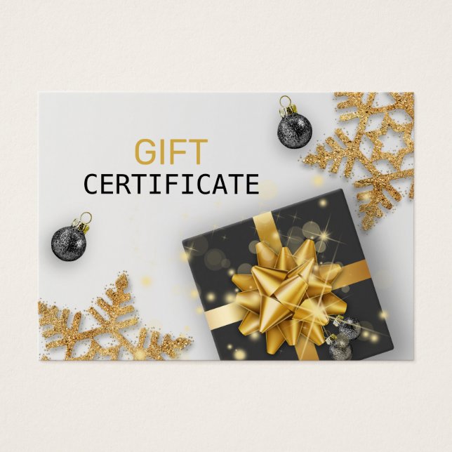 Cartão de Presente de Bola de Natal Preto Floco de (Frente)