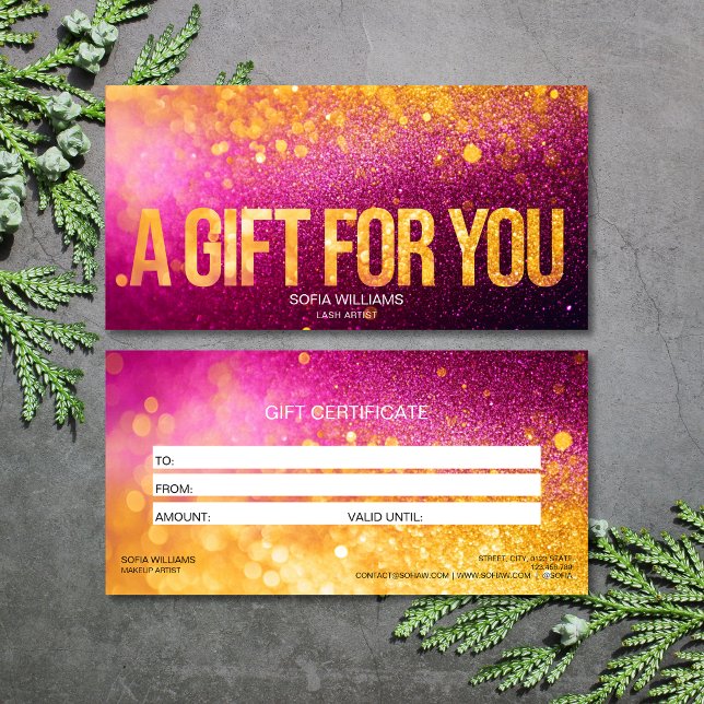 Cartão de Presente de Certificado Rosa Brilho Mode (Criador carregado)