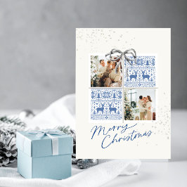 Cartão de Presente de Natal com 2 Fotos Nordic Kni