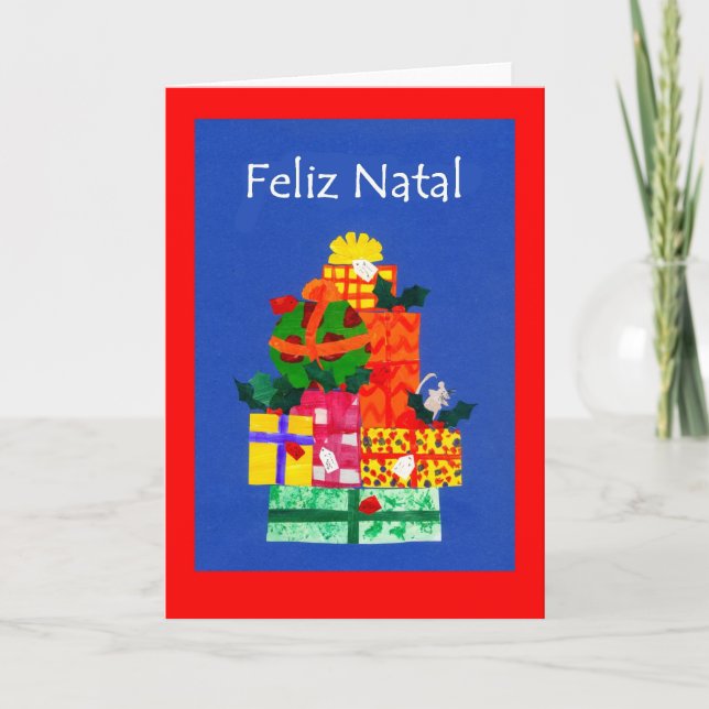 Cartão de Presente de Natal com Saudação Portugues (Frente)