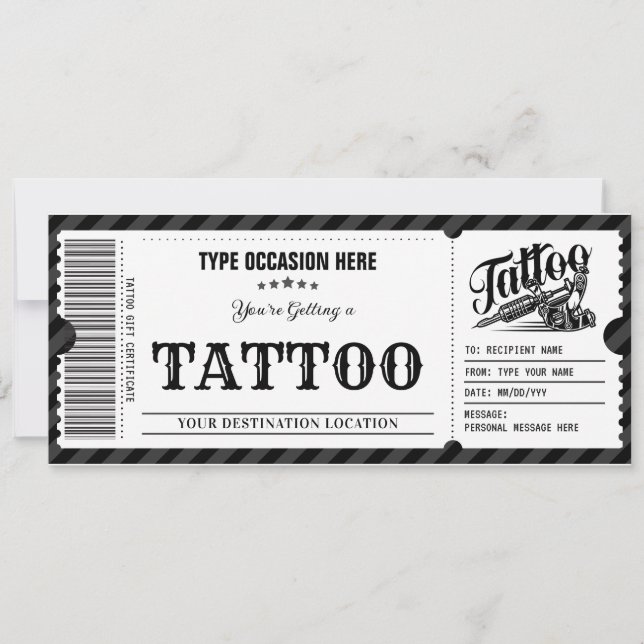 Cartão de Presente de Tatuagem Pessoal Vale-Presen (Frente)