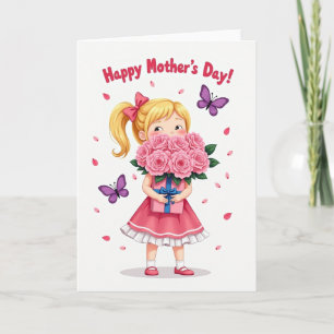 Cartão de Presente do Dia das Mães com Rosas Rosas