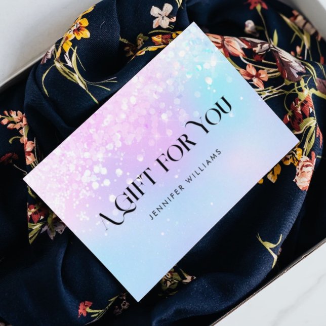 Cartão de Presente Elegante Holo Glitter Pastel (Criador carregado)