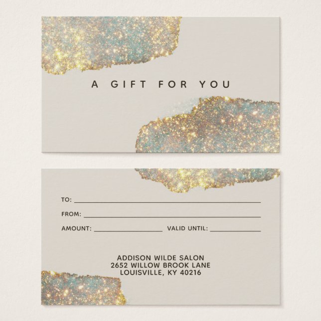 Cartão de Presente Holográfico Moderno Glam Glitte (Frente & Verso)