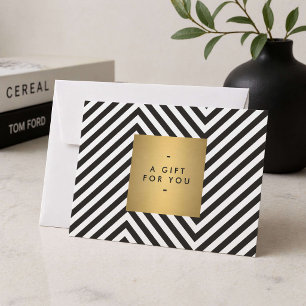 Cartão de Presente Listra Preto e Branco Dourado M