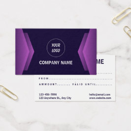 Cartão de Presente Moderno Roxo e Branco