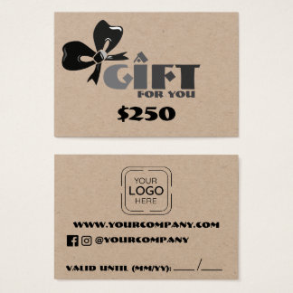 Cartão de Presente Personalizado com Logotipo da E