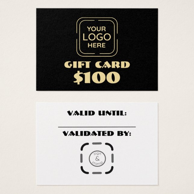 Cartão de presente personalizado para logotipos em (Frente & Verso)