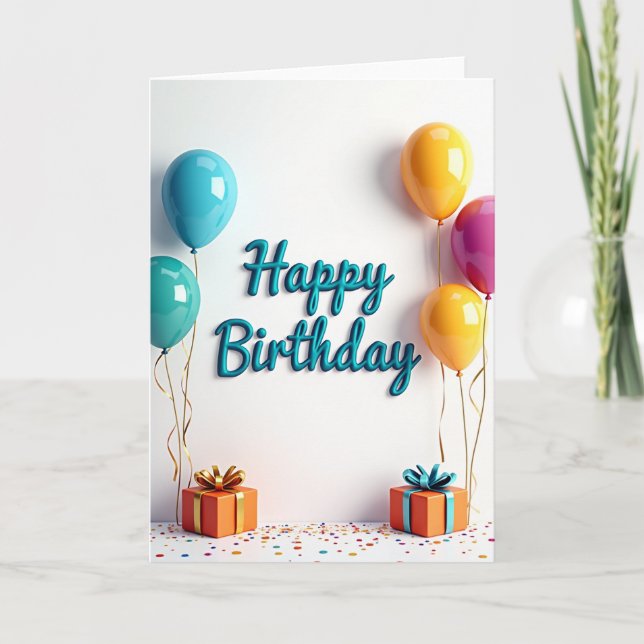 Cartão de Presentes de Aniversário Alegre (Frente)