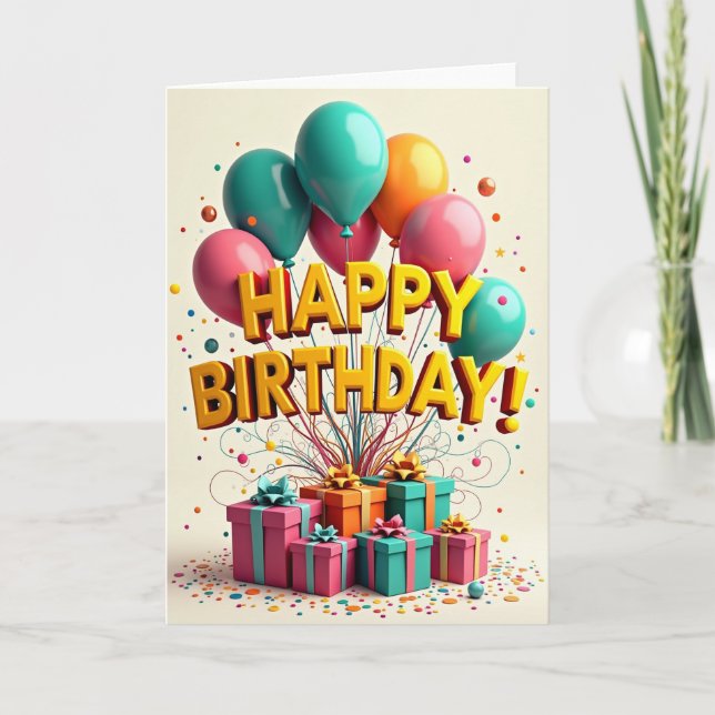 Cartão de Presentes de Aniversário Dourado (Frente)