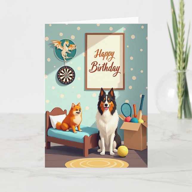 Cartão de Presentes de Aniversário para Cães Alegr (Frente)