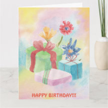 CARTÃO DE PRESENTES E FLORES DE ANIVERSÁRIO